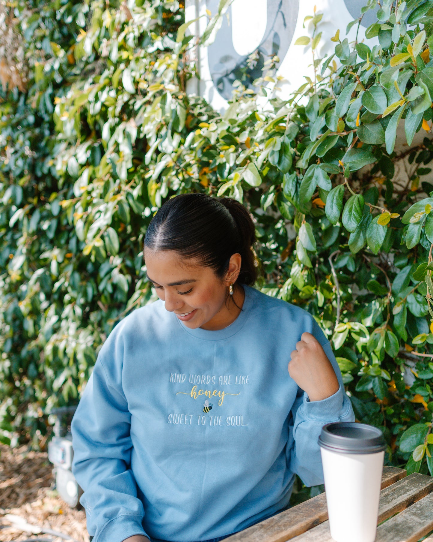 ‘Honey’ Embroidered Crewneck